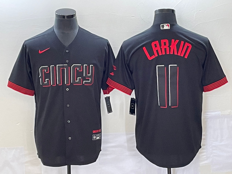 Men's Cincinnati Reds Barry Larkin #11 Black 2023 City Connect Jersey